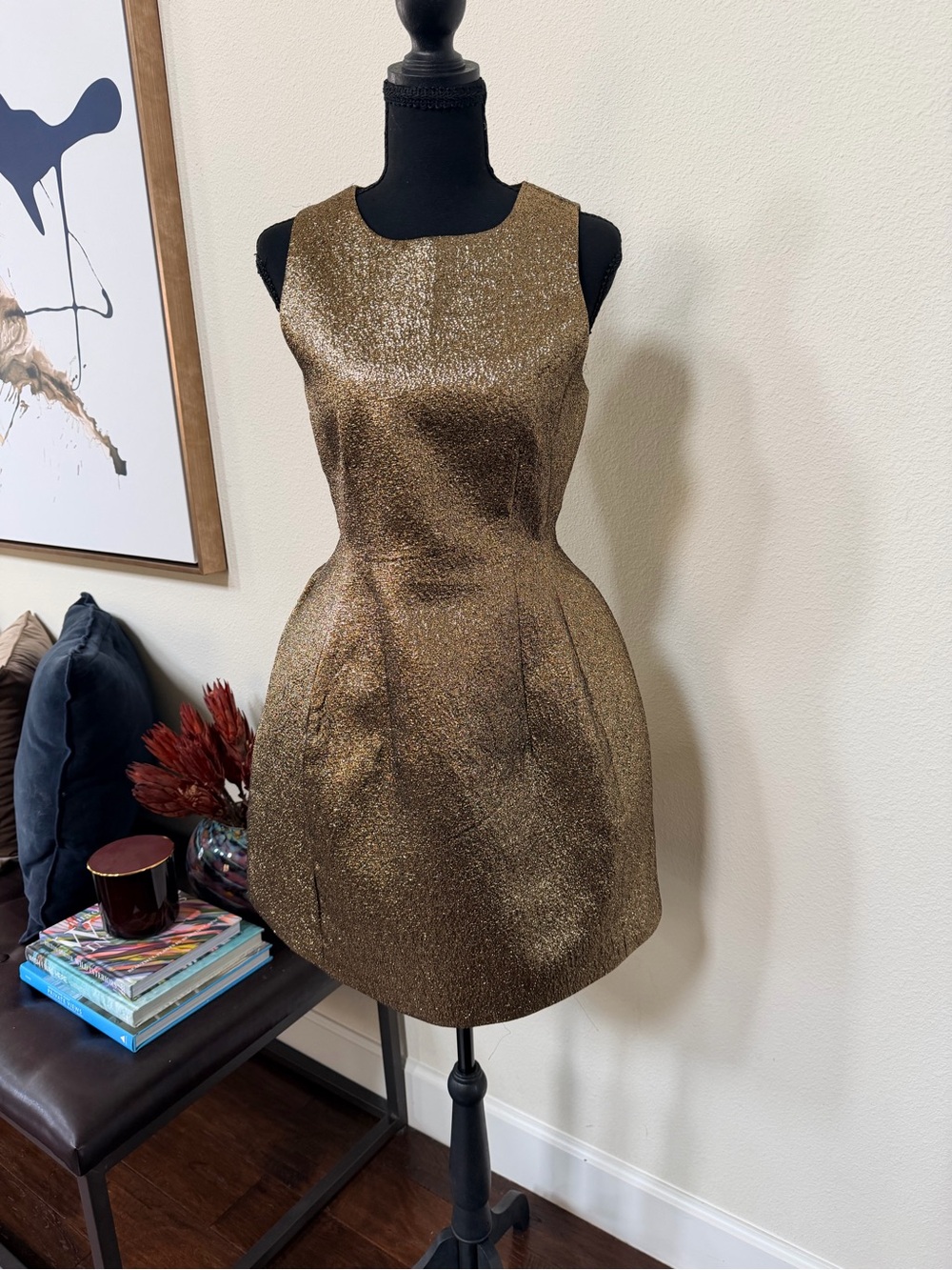Shimmering Gold Sleeveless Mini Dress